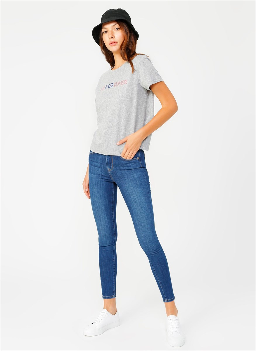 Lee Cooper Recycle Jamy Kadın Skinny Highrise Fit Jean Pantolon Agora Dark. 1