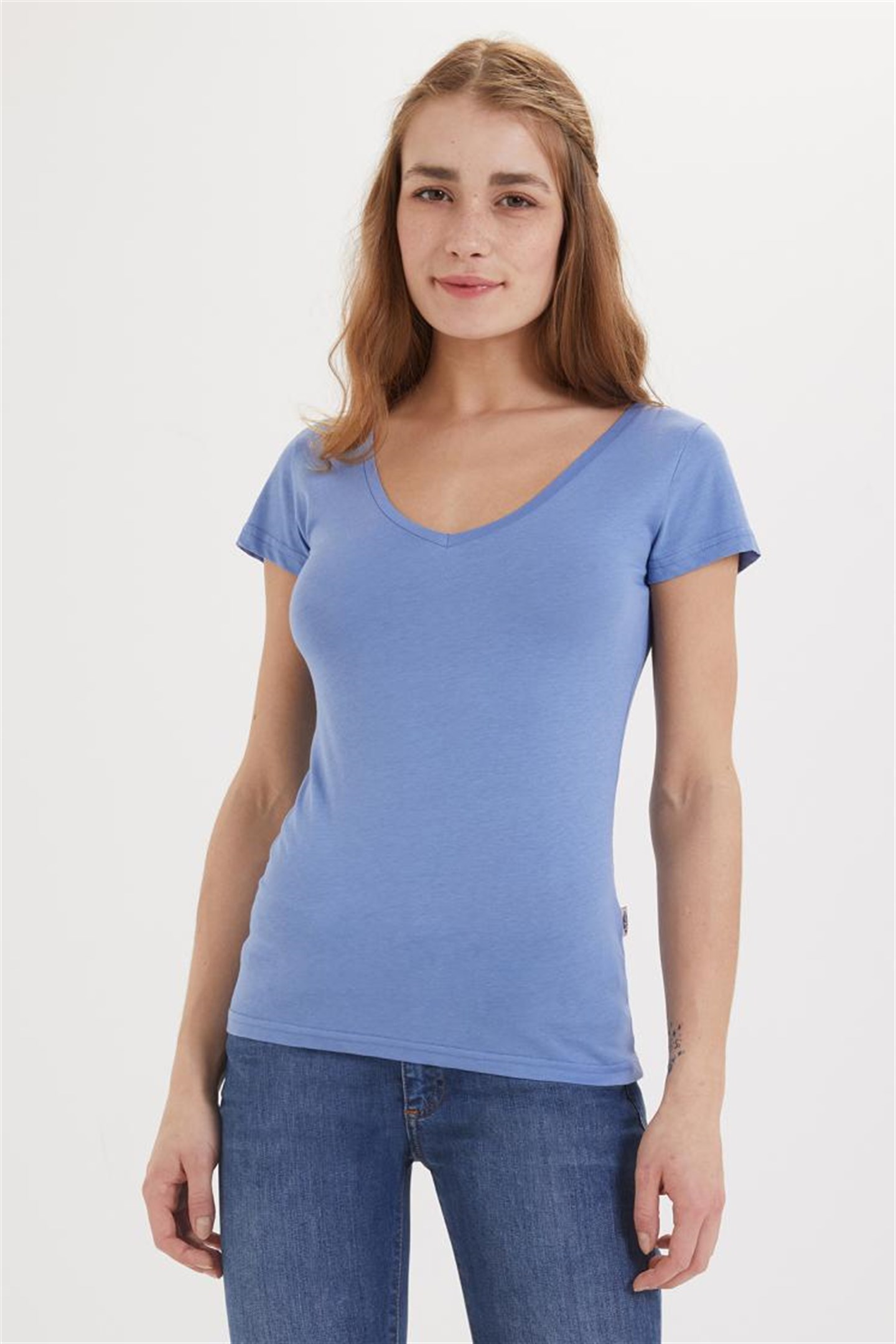 Lee Cooper Cindy Kadın V Yaka T-Shirt Mavi. 1