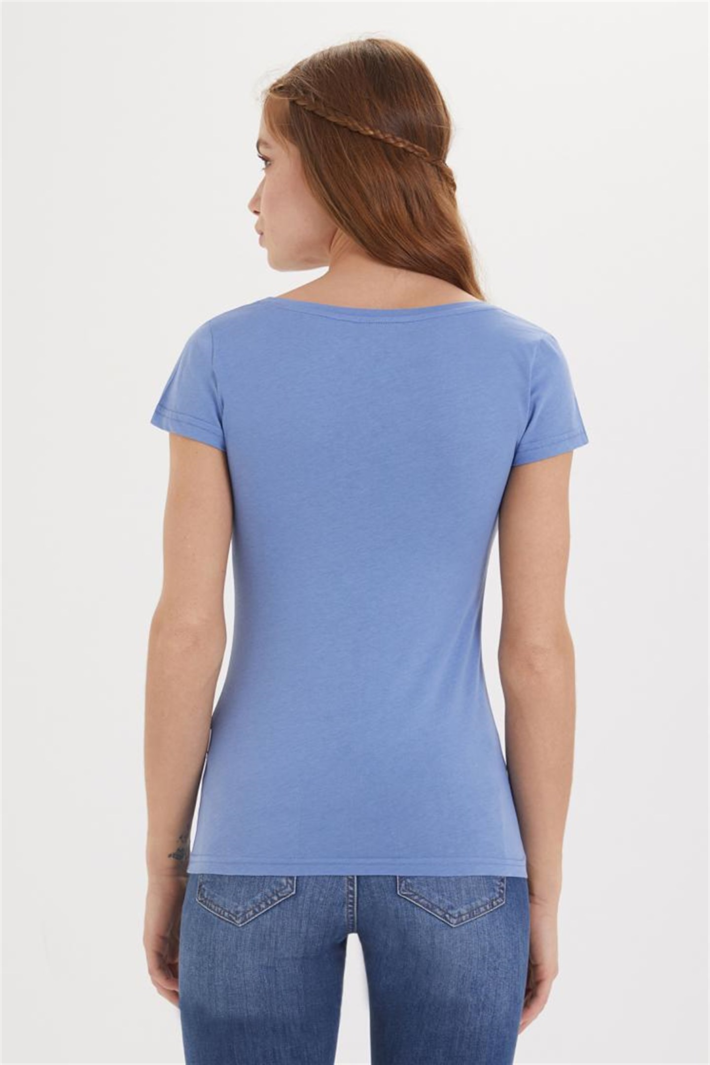 Lee Cooper Cindy Kadın V Yaka T-Shirt Mavi. 4