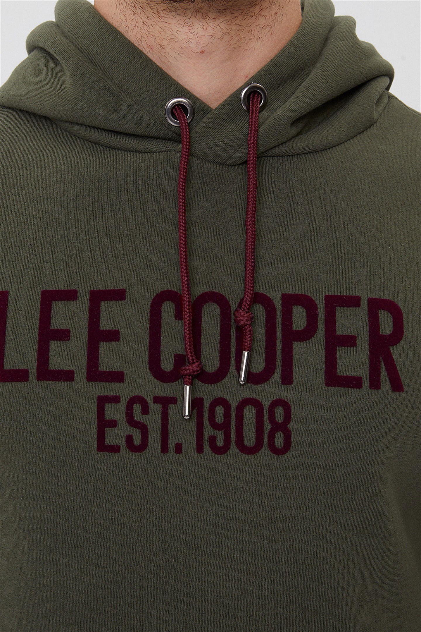 Lee Cooper Daxton Erkek Kapuşonlu Sweatshirt Bordo. 9