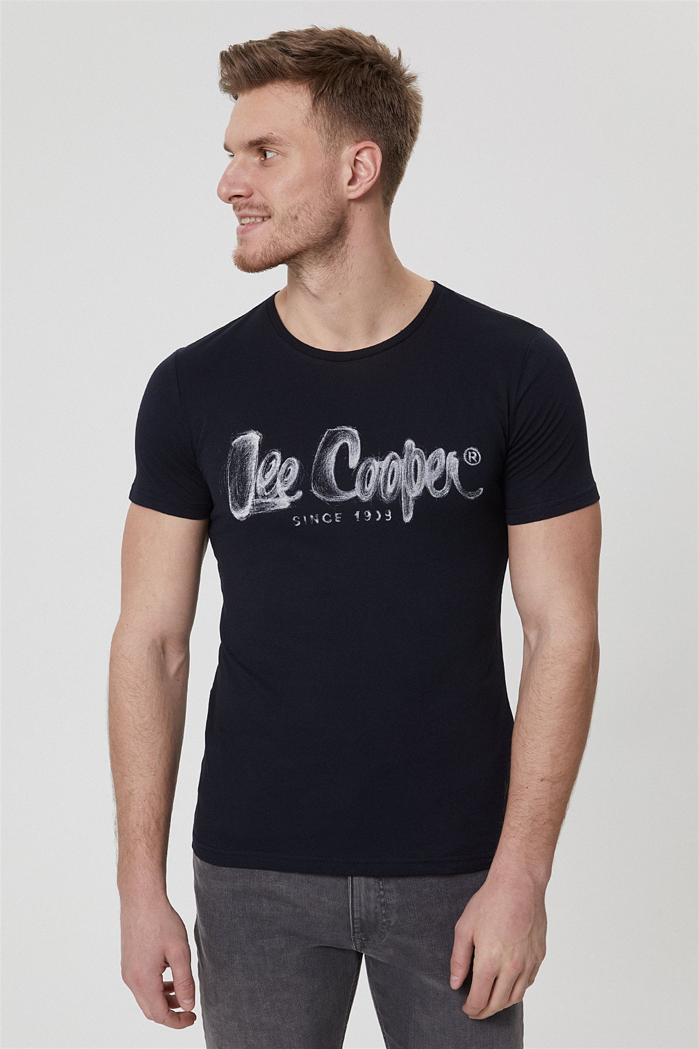 Lee Cooper Drawinglogo Erkek Bisiklet Yaka T-Shirt Koyu Sarı. 1