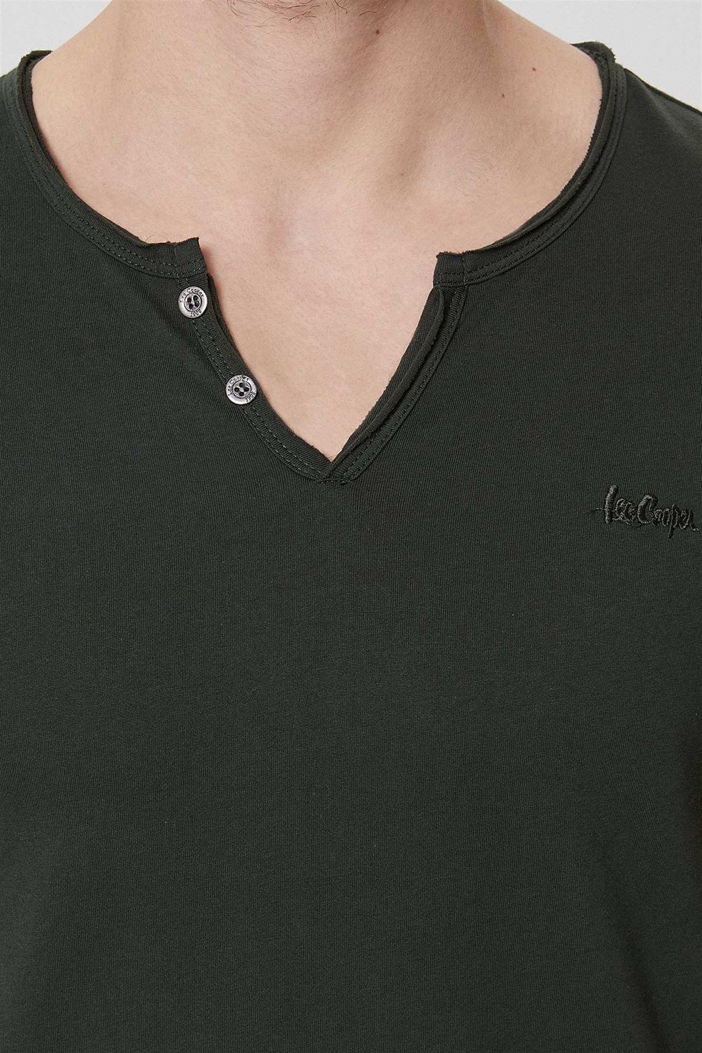 Lee Cooper Target Erkek V Yaka Patlı T-Shirt Koyu Yeşil. 5