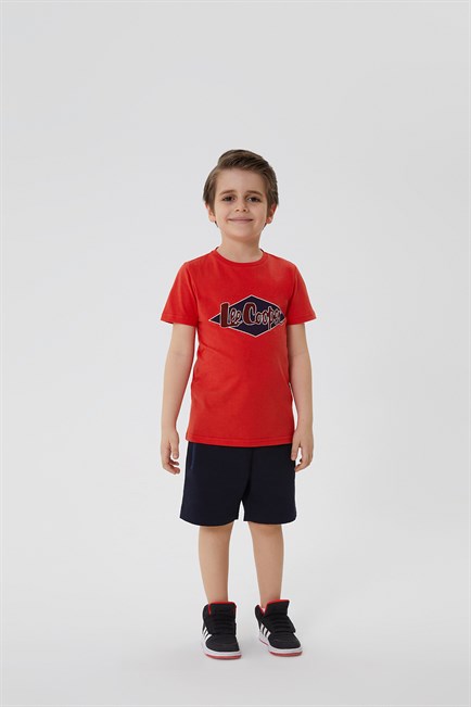 Logons Erkek Çocuk O Yaka T-Shirt Canlı Kırmızı